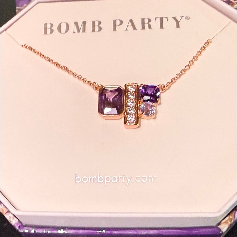 Bomb Party Trio of Beauty Rose Gold Amethyst Necklace - Picture 3 of 6